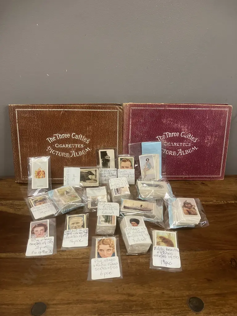 Pair of "Three Castles" Cigarette Picture Albums & Assorted cards Image 1++