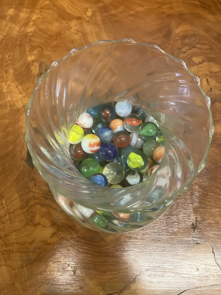 Vintage Marbles In Glass Jar Image 1++
