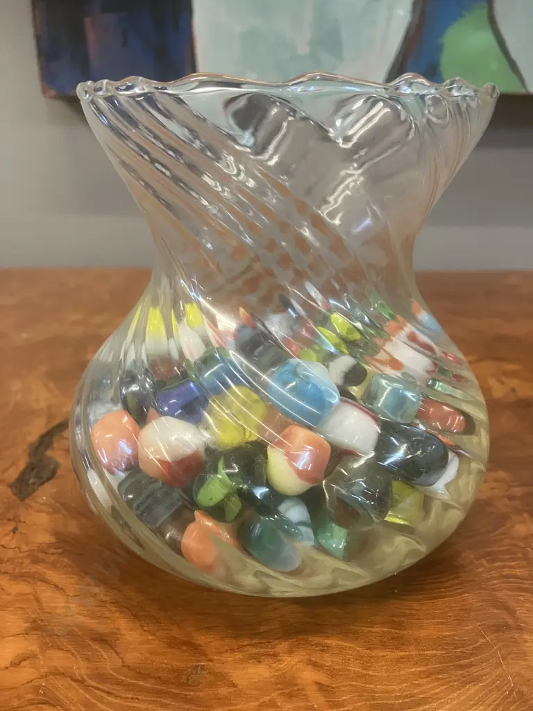 Vintage Marbles In Glass Jar Image 1++