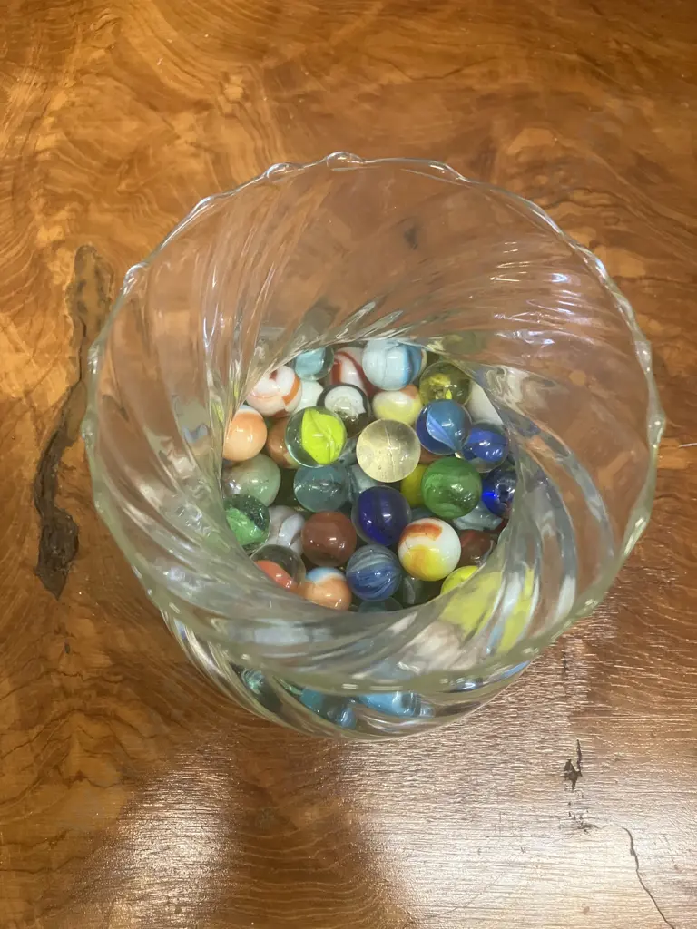 Vintage Marbles In Glass Jar Image 1++