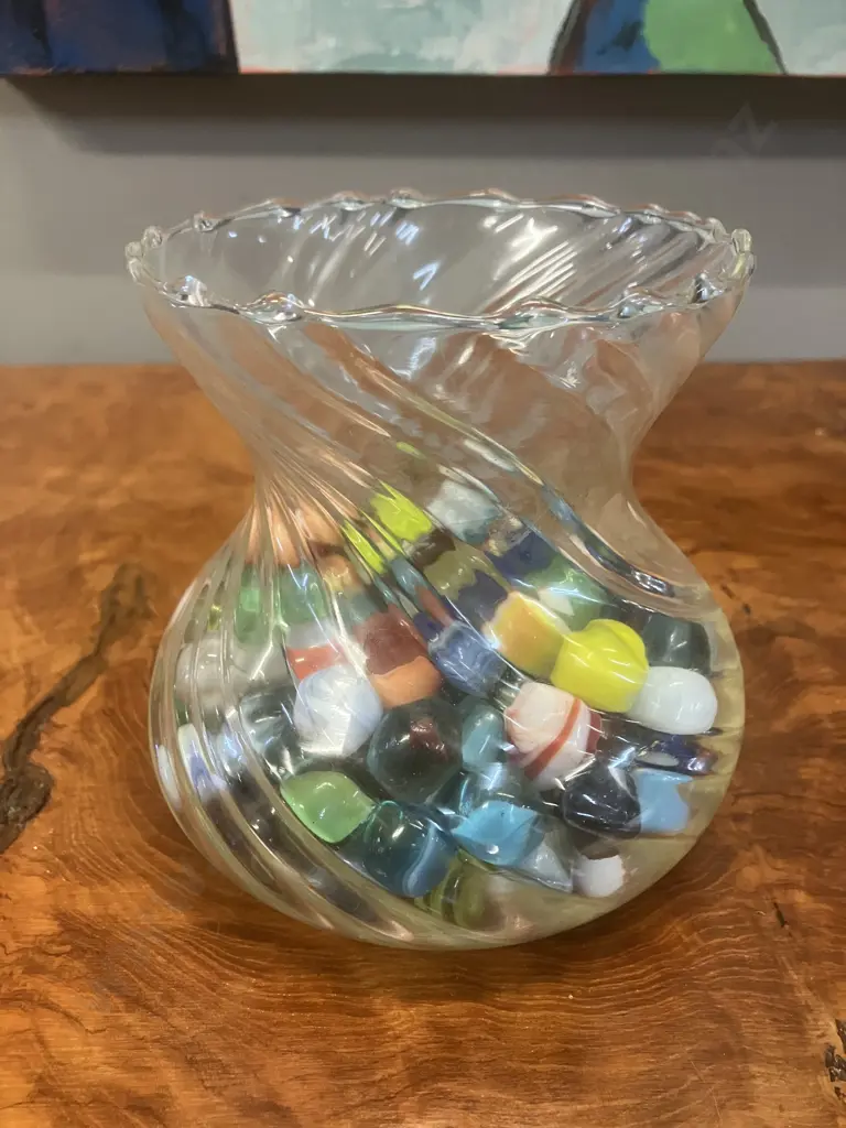 Vintage Marbles In Glass Jar Image 1++