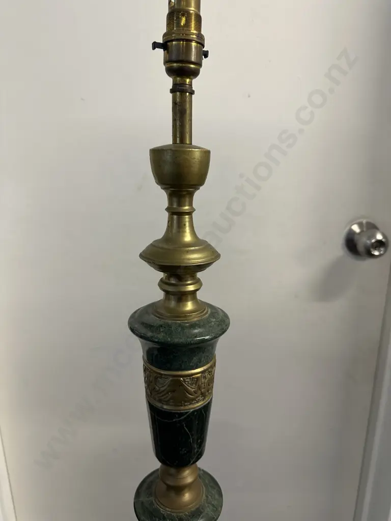 Mid-Century Frederick Cooper Asian Regency Marble and Brass Floor Lamp, Circa 1950s. H142cm Plus Shade Image 1++
