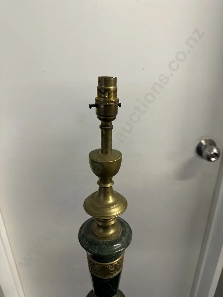 Mid-Century Frederick Cooper Asian Regency Marble and Brass Floor Lamp, Circa 1950s. H142cm Plus Shade Image 1++