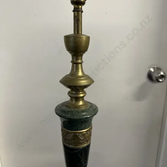 Mid-Century Frederick Cooper Asian Regency Marble and Brass Floor Lamp, Circa 1950s. H142cm Plus Shade