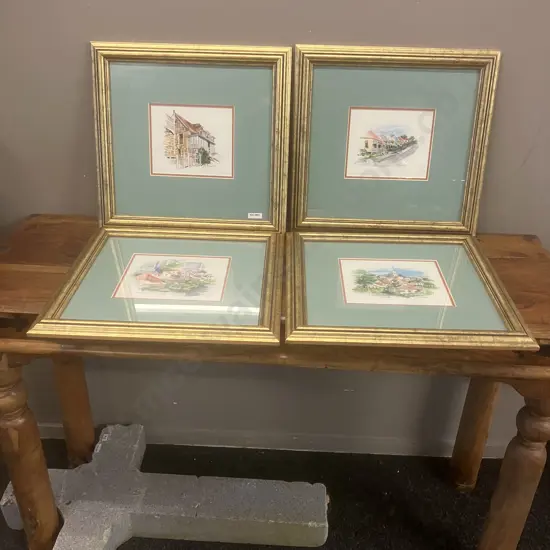 Four Framed Artworks Signed Sheldrake '97. 40 x 41cm
