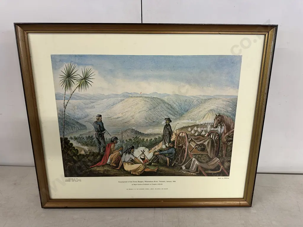 Framed Print Of Encampment Of The Forest Ranges  Whenuakura River Taranaki H46 W56cm. Print No 162/500 Image 1++