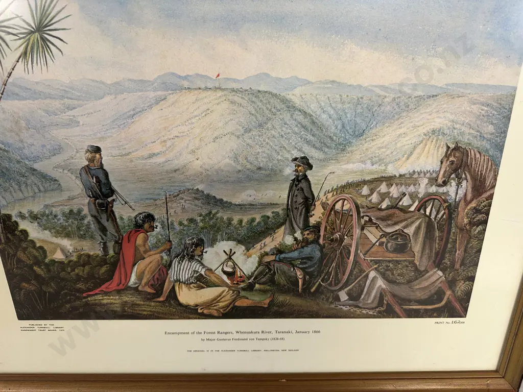 Framed Print Of Encampment Of The Forest Ranges  Whenuakura River Taranaki H46 W56cm. Print No 162/500 Image 1++