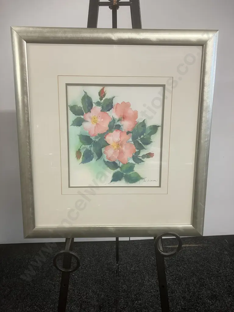 Jos Morrow - Roses Watercolour, Signed (Lower Right), 59 x 54cm Image 1++