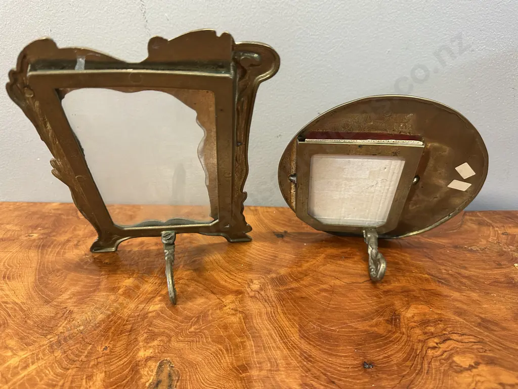 Vintage Art Nouveau Brass Photo Frames With Stylized Female Fiqures Image 1++