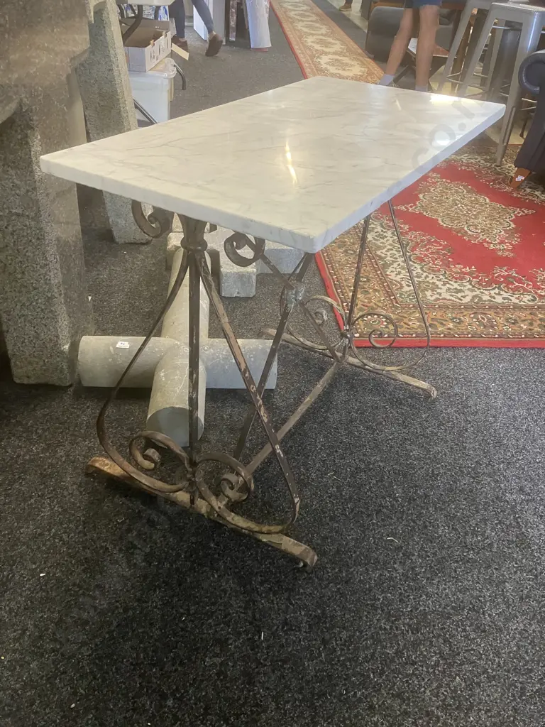 French Antique Cast Iron & Marble Console Table. H725. W85 D45.5cm Image 1++