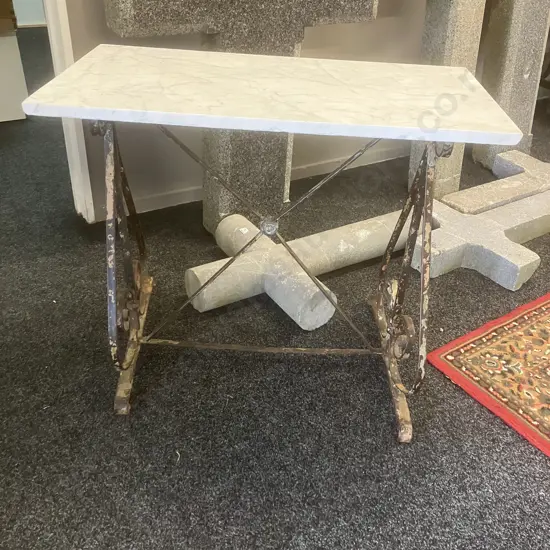 French Antique Cast Iron & Marble Console Table. H725. W85 D45.5cm