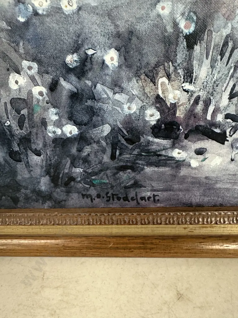 Framed Watercolour Signed Margaret. O.Stoddart Titled 'Old House Diamond Harbour' H50 W61cm. Image 1++