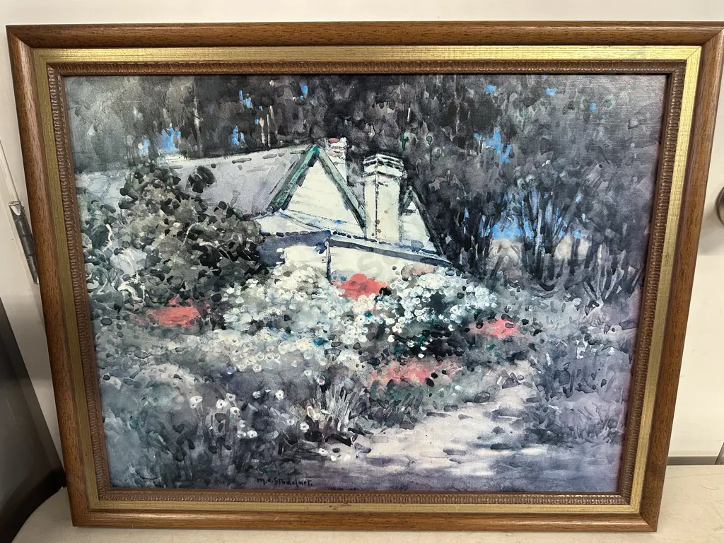 Framed Watercolour Signed Margaret. O.Stoddart Titled 'Old House Diamond Harbour' H50 W61cm. Image 1++