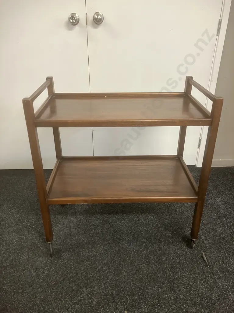 Oak Tea Trolley On Wheels. H80 W75 D43cm Image 1++