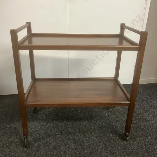 Oak Tea Trolley On Wheels. H80 W75 D43cm