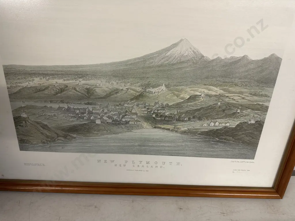 Framed Print Landscape Scene New Plymouth  New Zealand Reproduced By Courts Of The AlexanderTurnbull Library H43 W57cmey Image 1++