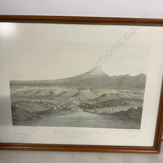 Framed Print Landscape Scene New Plymouth  New Zealand Reproduced By Courts Of The AlexanderTurnbull Library H43 W57cmey
