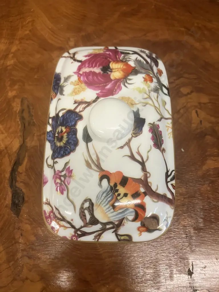 Lesser & Pavey Anthina Floral Fine China Lidded Canister, Leonardo Collection. H11 W16.5 D10cm Image 1++