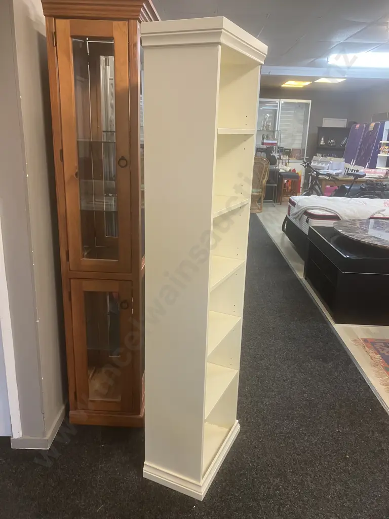 White Painted 6 Shelf Narrow Bookcase. H180 W48 D29cm Image 1++