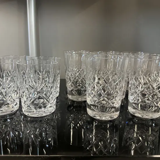 Vintage Crystal Tumbler Glasses Diamond Cut