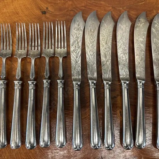 Vintage Silver Plated Fish Cutlery Set