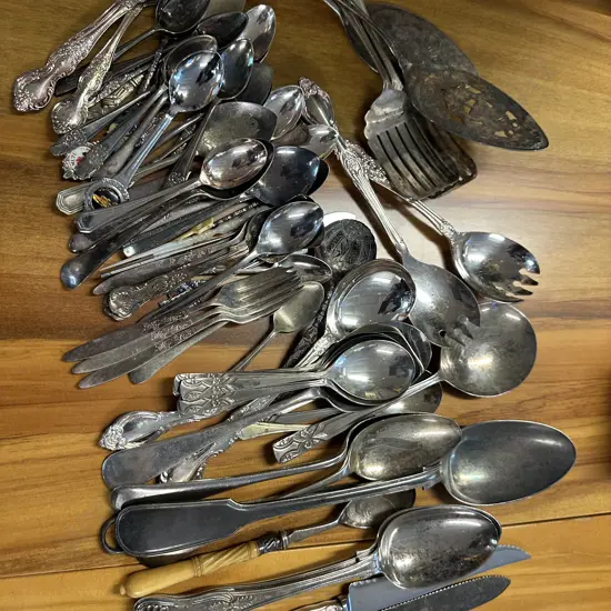 Vintage Assorted Cutlery Items Including Bone Handle, Serving Spoons Etc