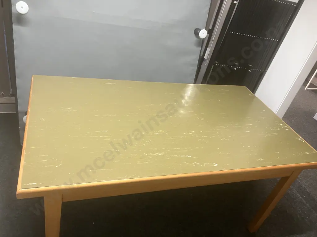 Wooden 2 Drawer Kitchen Table With Formica Top (Formica Needs Glue). H76 W154 D85cm Image 1++
