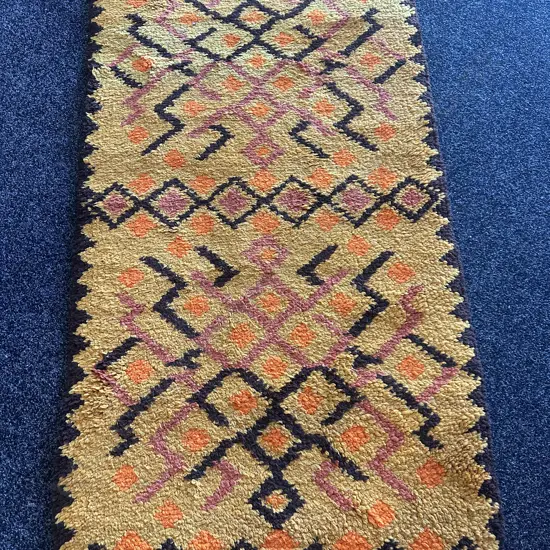 Vintage Woollen Handmade Floor Rug L137 D73cm.