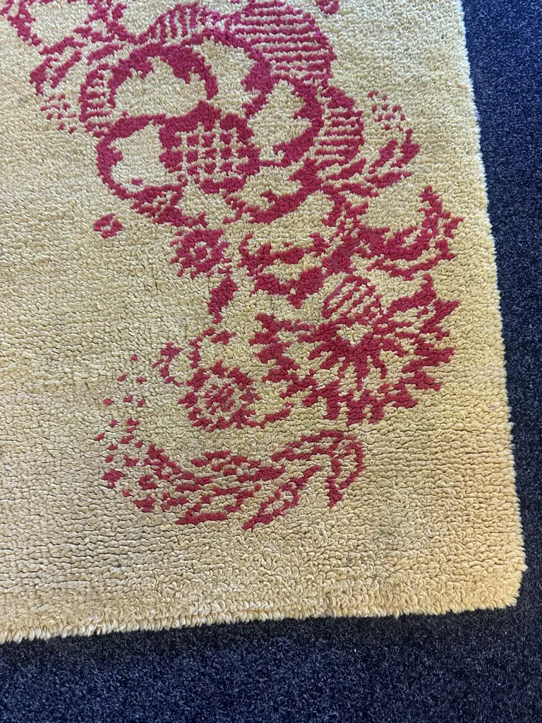 Vintage Woollen Floor Rug Yellow/Red Tones L135 D71cm. Image 1++