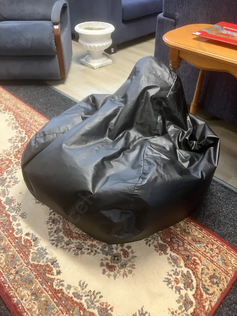 Black Faux Leather Bean Bag Image 1++