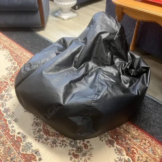 Black Faux Leather Bean Bag