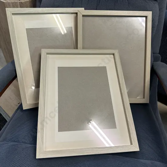Wooden Light Oak Look Picture Frames x3 H38 W31cm.
