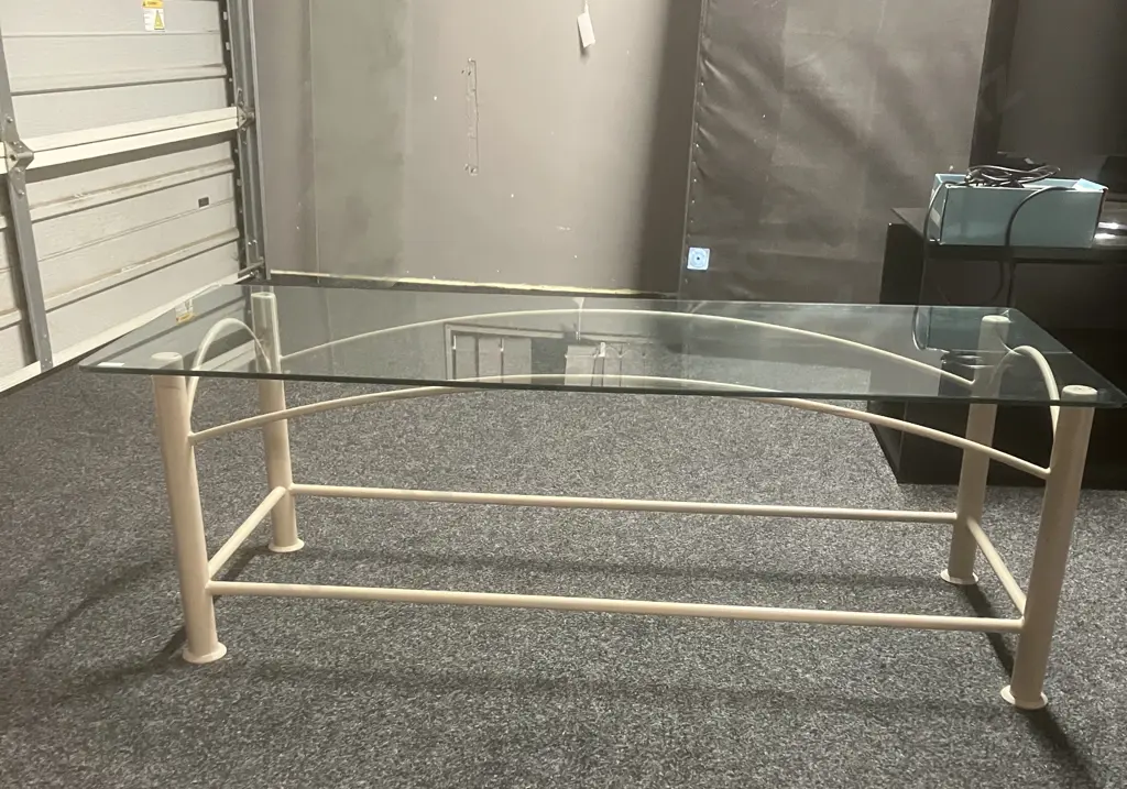 Glass Topped Rectangular Coffee Table. H46 L136 W57cm Image 1++
