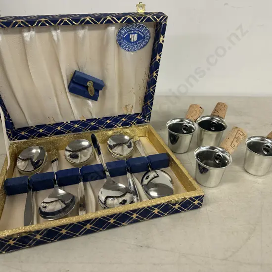 Vintage Epns Desert Spoons & Nip Pourers X4
