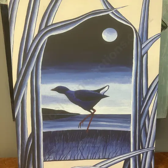 Pukeko Picture On Canvas. 52 x 40cm