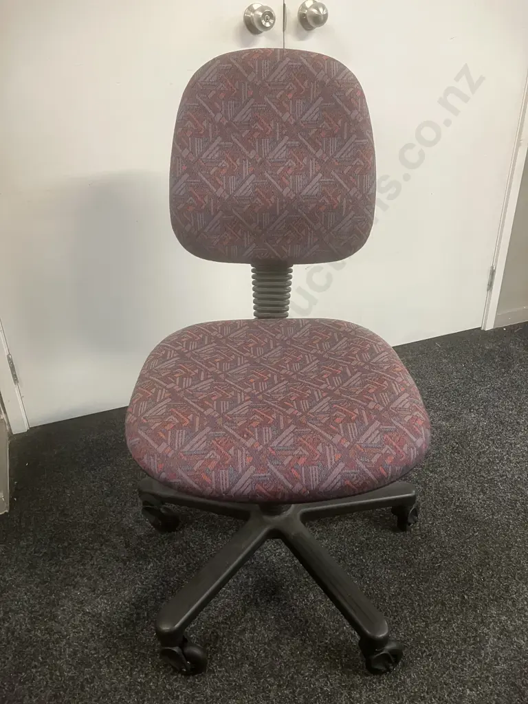 German Burg Chair Gaslift Office Chair, Burgundy Aztec Upholstered Image 1++