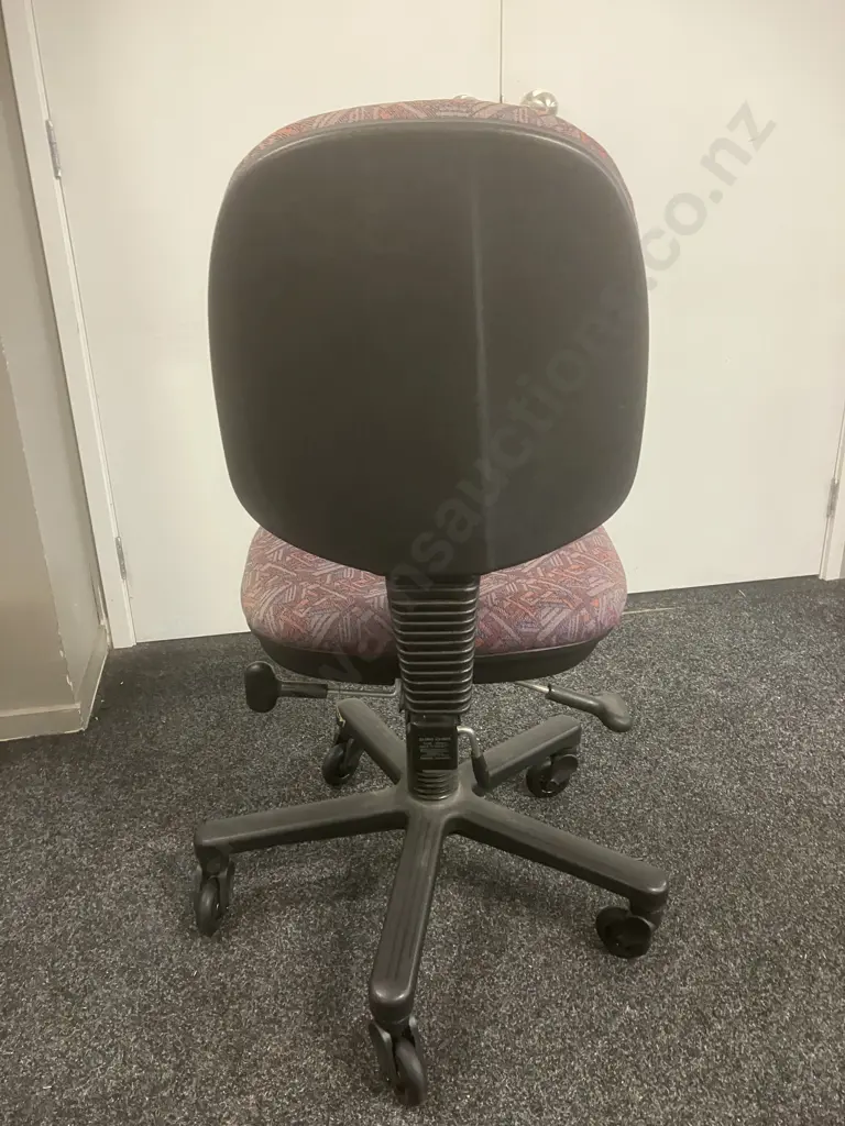 German Burg Chair Gaslift Office Chair, Burgundy Aztec Upholstered Image 1++