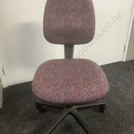 German Burg Chair Gaslift Office Chair, Burgundy Aztec Upholstered