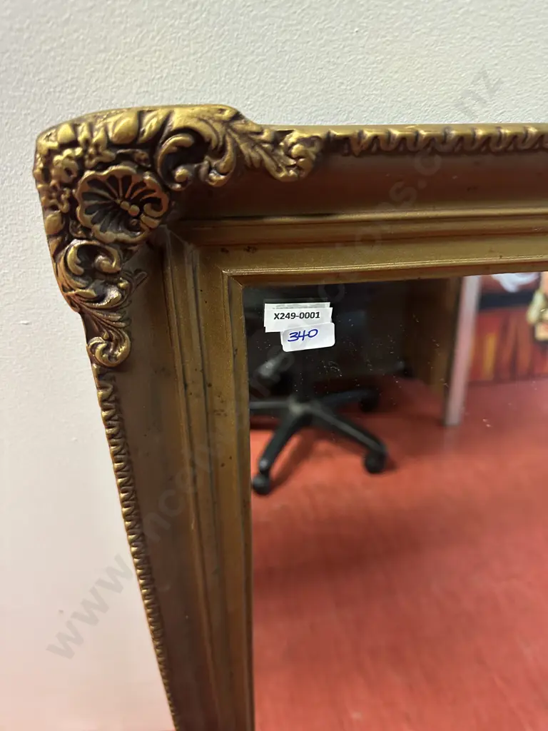Gold Colour Ornate Framed Wall Mirror. 73 x 104cm (Back Loose) Image 1++
