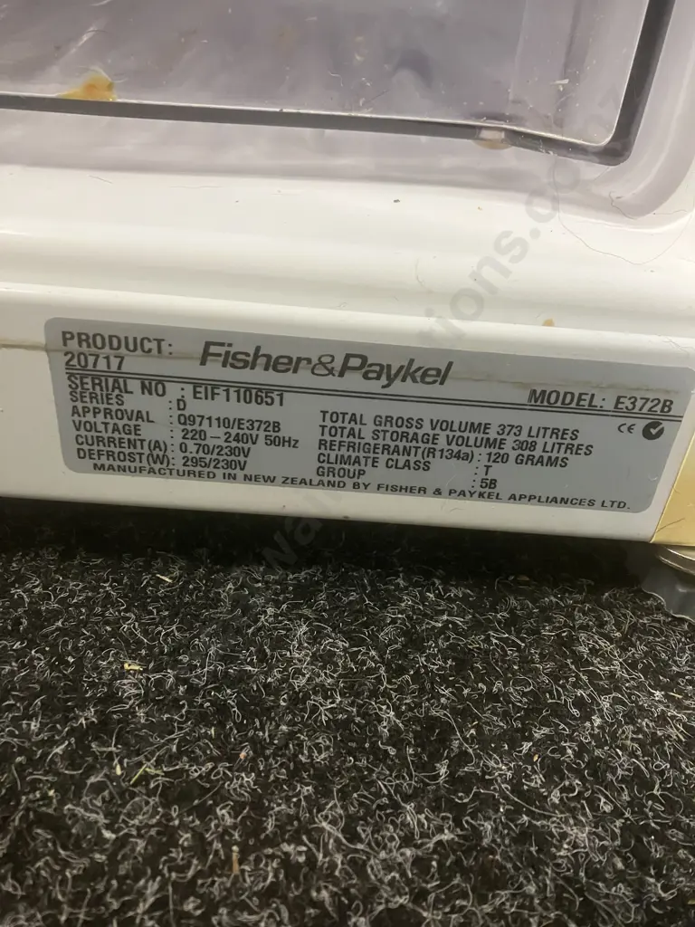 Fisher & Paykel 373 Litre Fridge-Freezer Model E372B, #EIF110651 Image 1++