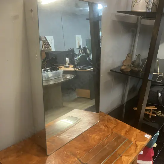 Wall Hung Bathroom Cabinet With Hinged Mirrored Door, 2 Glass Shelves. H70 W43 D11cm