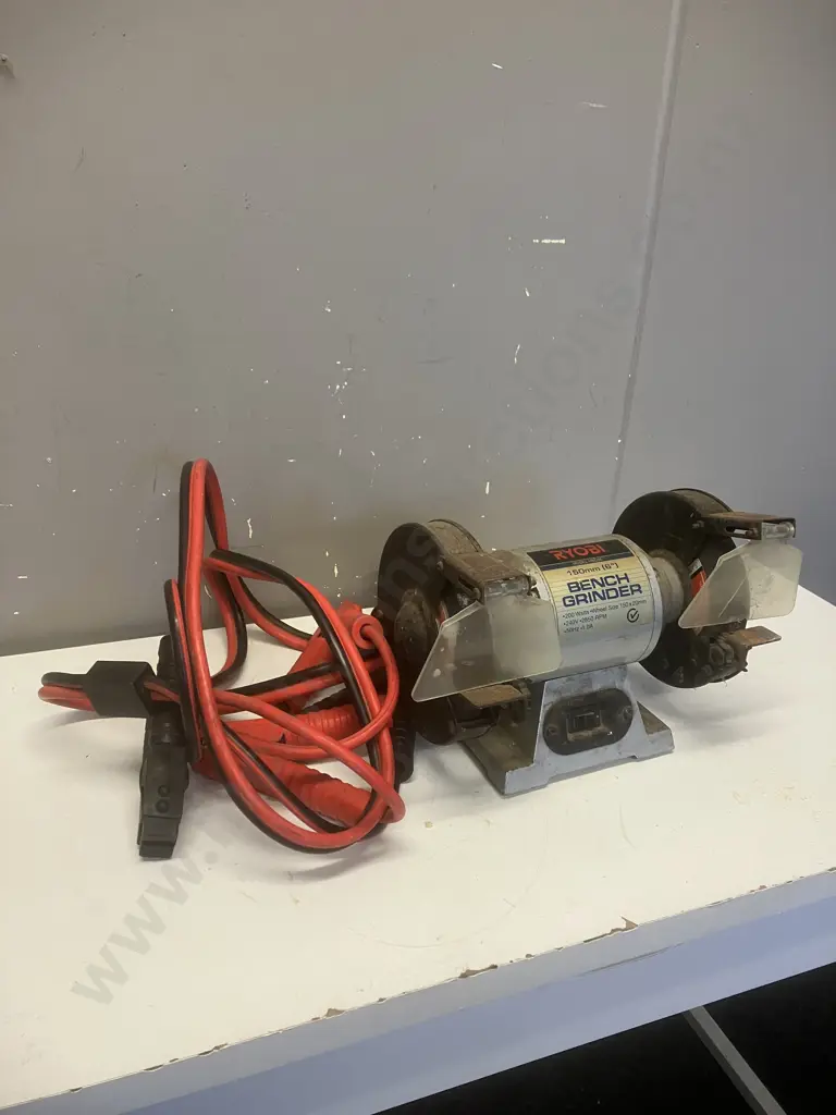 Ryobi 6" Bench Grinder, Heavy Duty Jumper Leads Image 1++