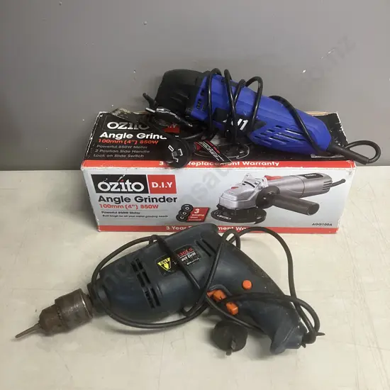 Ozito Angle Grinder, Colt Impact Drill, XU1 Angle Grinder