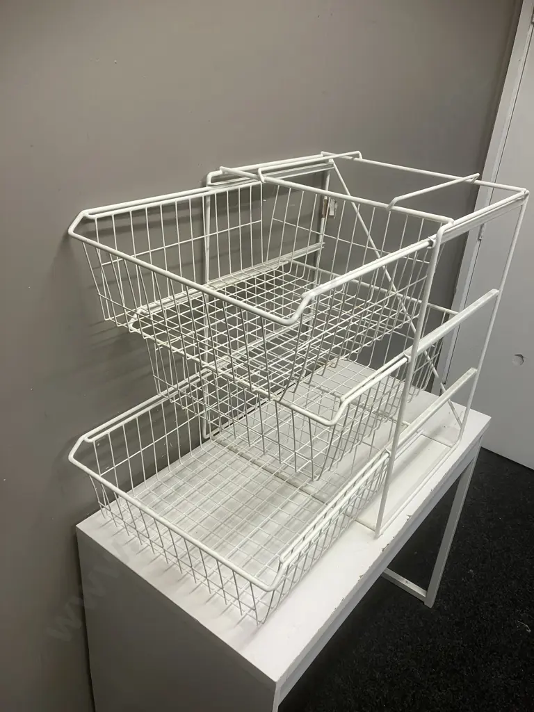 White Mesh 3 Drawer Unit. H64 W49 D49cm Image 1++