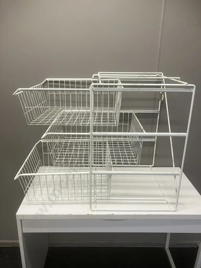 White Mesh 3 Drawer Unit. H64 W49 D49cm Image 1++