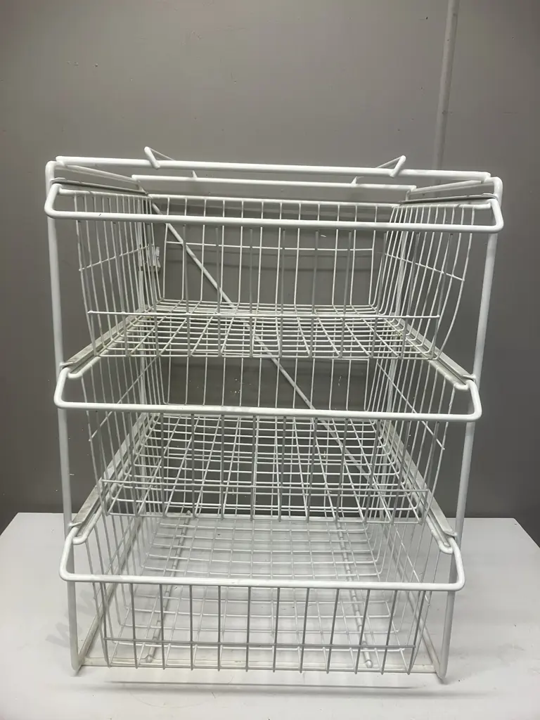 White Mesh 3 Drawer Unit. H64 W49 D49cm Image 1++