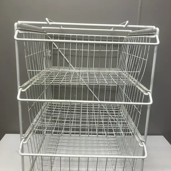 White Mesh 3 Drawer Unit. H64 W49 D49cm
