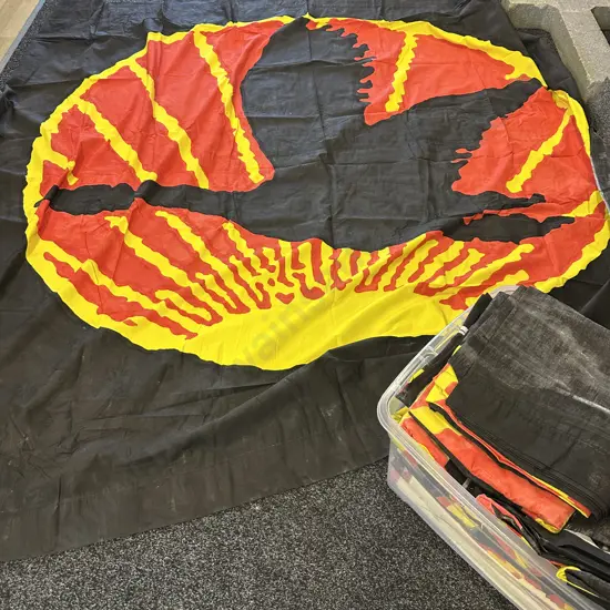 Clear Bin Of Wedding Banners Bird Motif Red/Yellow Flame 