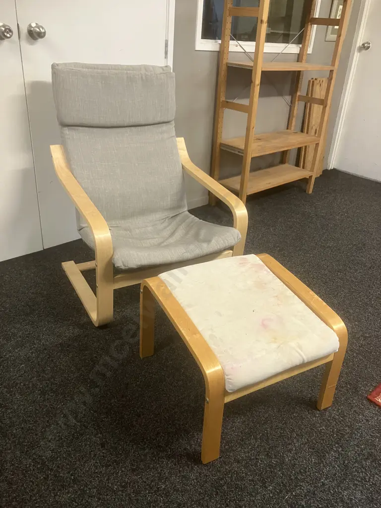 Mocka Armchair With a Wooden Footstool Image 1++