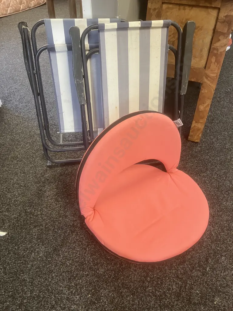 Pair of Folding Chairs & Pink LIFE! Folding Chair Image 1++
